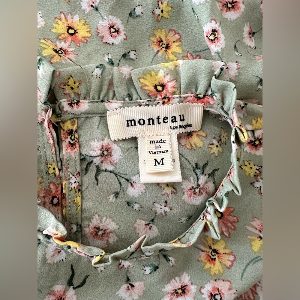Monteau Mint Floral Blouse - Picture 11 of 12